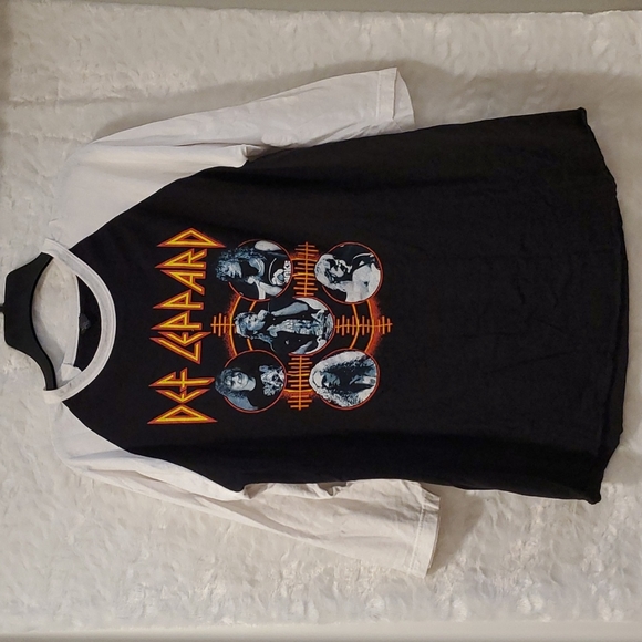 Def Leppard raglan concert tee XL Joe Rick Sav Vivian Phil 3/4 sleeves - Picture 1 of 5